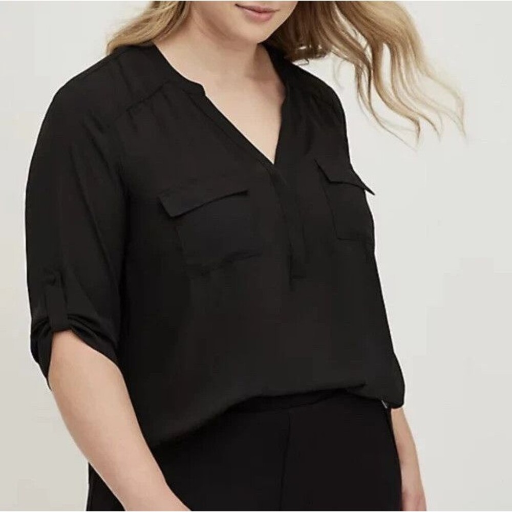 Torrid Harper Black Georgette Pullover Blouse Size 2, 2X